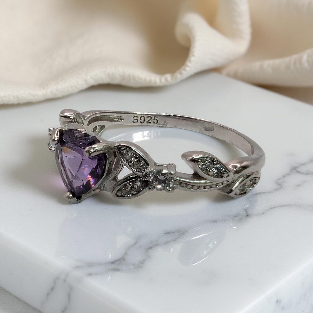 Sterling Silver Filigree Heart Promise Ring - .925 Silver, Choose Your Color, Classic & Timeless Design